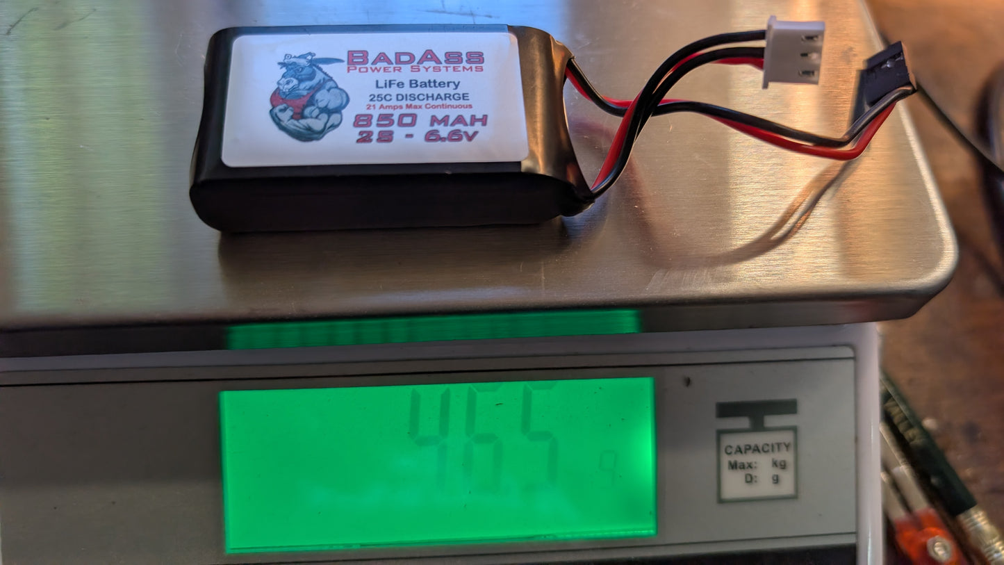 6.6V 850mah LiFe Battery, 2S, DF65/95 RX