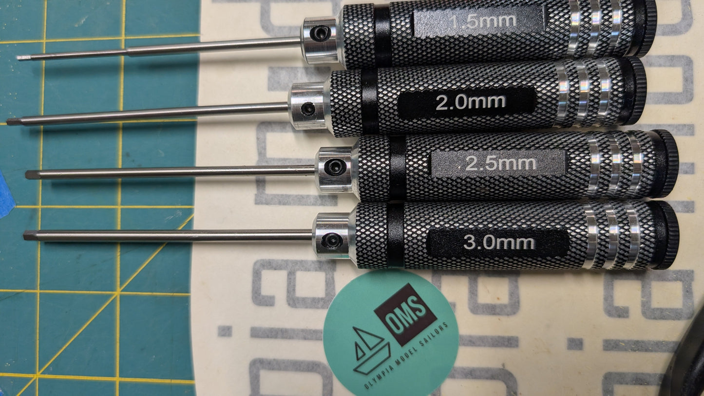 Hex Driver Metric 4pc set black and silver