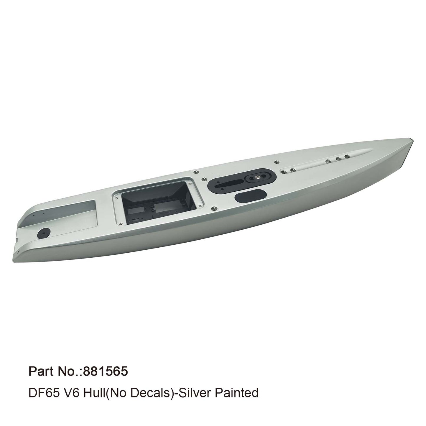 DF65V6-V8 Silver hull (incl.servo tray,deck eyes,finbox,bumper)
