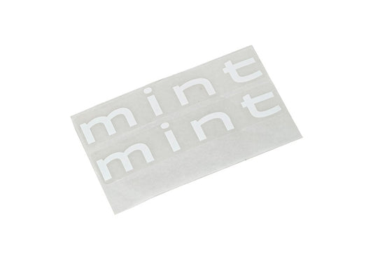 Mint Logo Hull Sticker in white on clear (Pack 2)