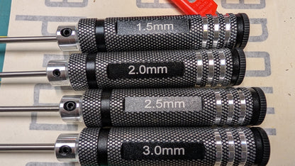 Hex Driver Metric 4pc set black and silver